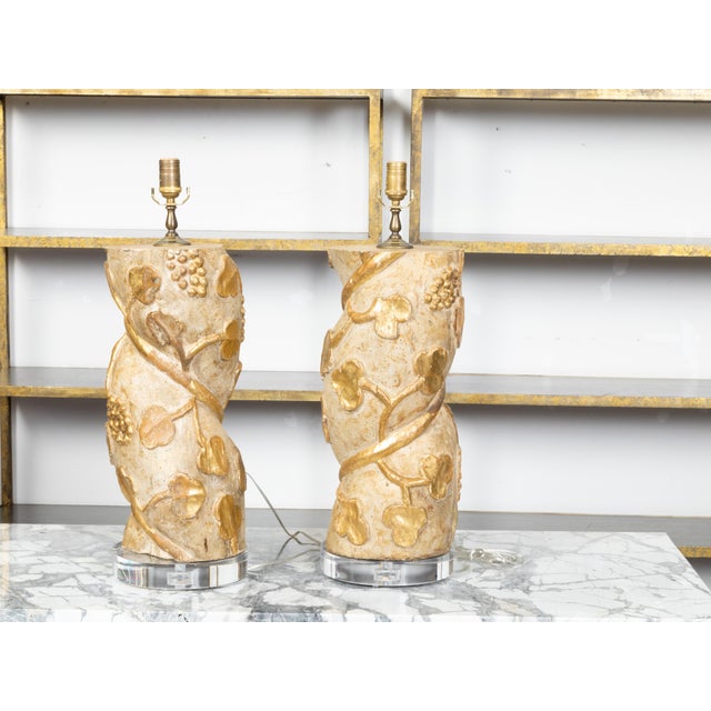 18th Century 18th Century Italian Twisted Column Fragments Made into Table Lamps - a Pair For Sale - Image 5 of 9