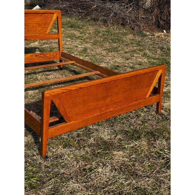 1950s Jack Van Der Molen Oak MCM Full Bed & Nightstand For Sale In Pittsburgh - Image 6 of 6