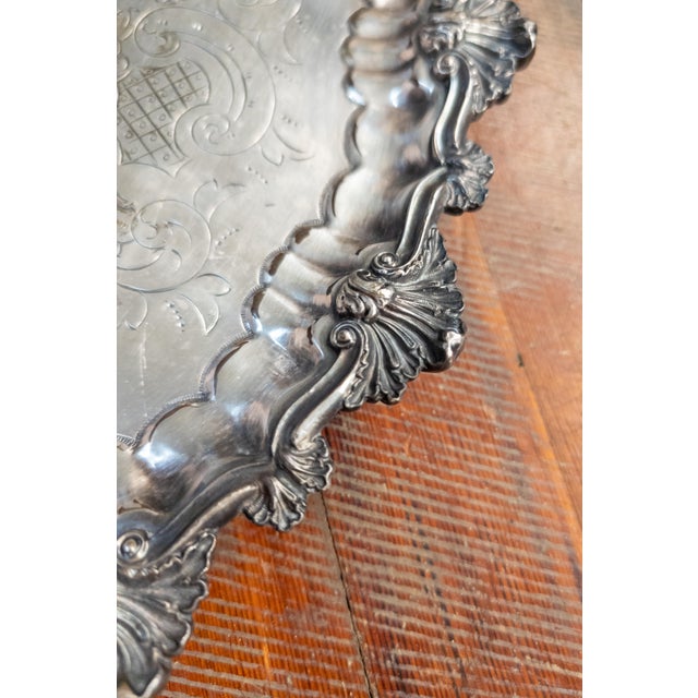 20th Century English Silverplate Rococo Revival Salver Tray by Ellis Barker For Sale - Image 10 of 14