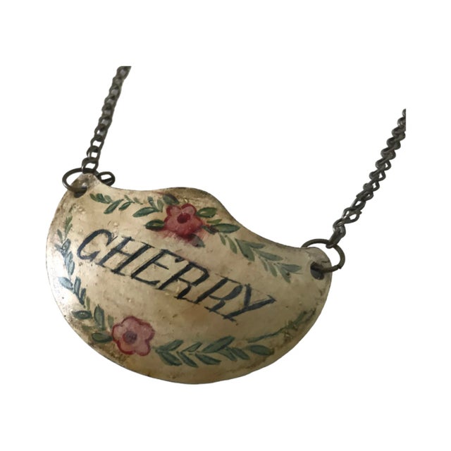 19th Century Antique French Enamel "Cherry" Liquor Decanter Tag For Sale - Image 5 of 8