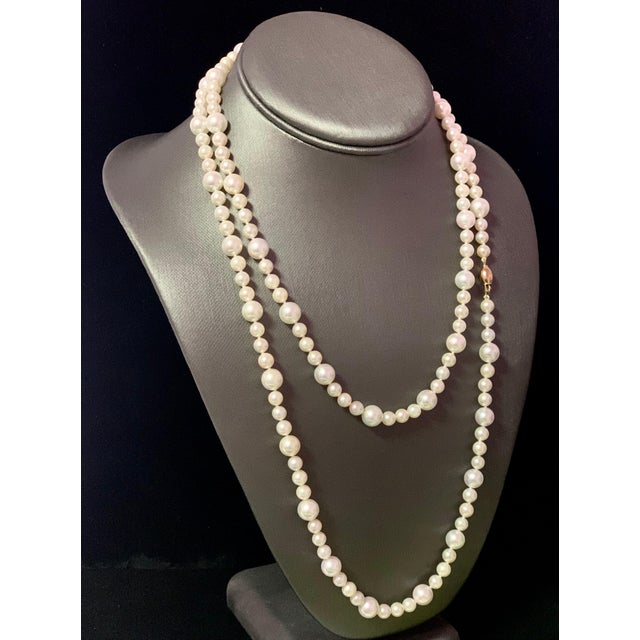 Fine Quality Akoya Pearl Necklace 14k Gold 42" 8.5 mm Certified For Sale - Image 9 of 12