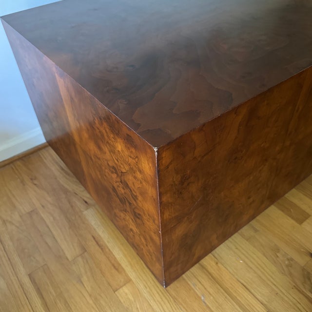 Brown Milo Baughman Style Burled Square Walnut Coffee Table For Sale - Image 8 of 12