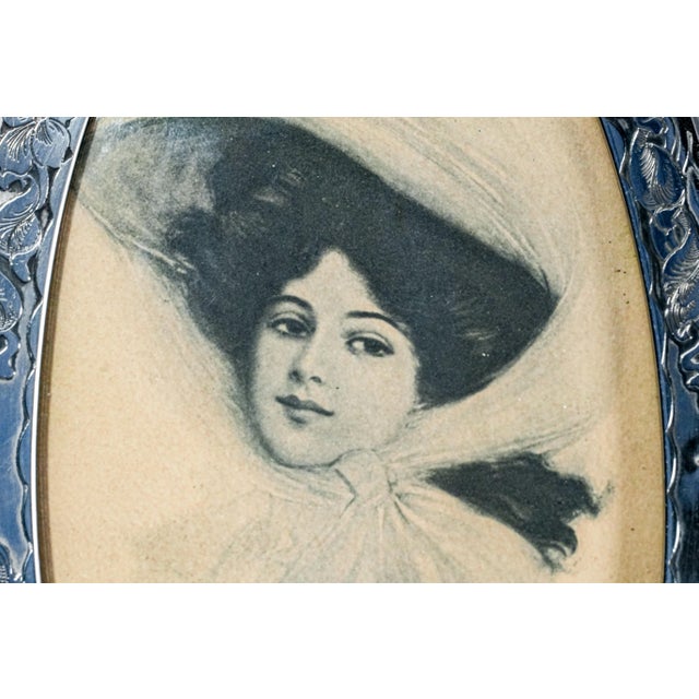 Lovely Art Nouveau Sterling Silver Floral Border Antique Photo Picture Frame For Sale - Image 4 of 14