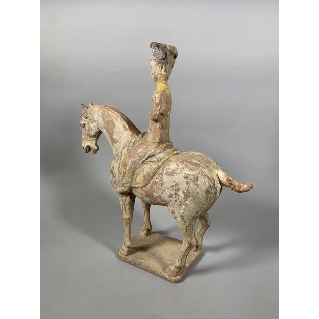 Terracotta Sculpture of a Horseman, Han Dynasty, 206 BC-220 AD, China, Archaeology For Sale - Image 4 of 9