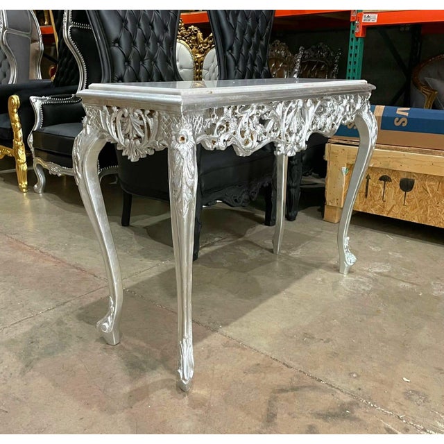 Baroque 1990s Baroque Console Table – Silver Leaf Finish With Carvings For Sale - Image 3 of 6