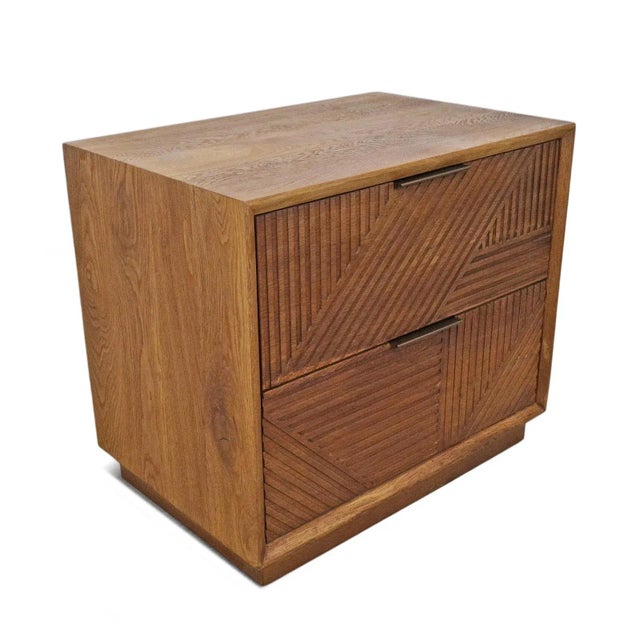Modern Oak Lined Nightstand For Sale - Image 4 of 8