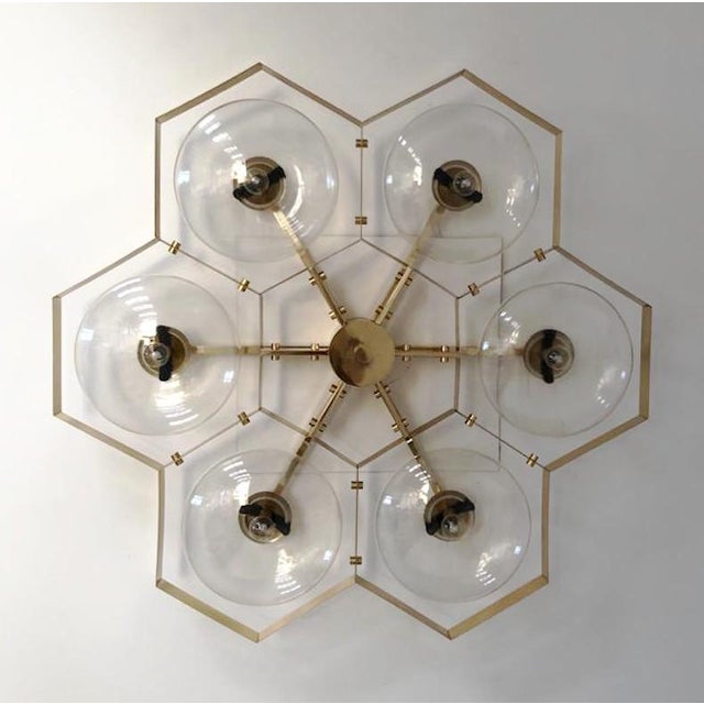Metal 21st Century Hive Polished Brass Clear Murano Flush Mount by Fabio LTD For Sale - Image 7 of 8