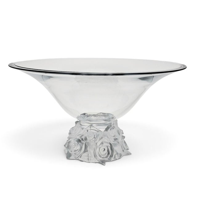 Shannon Crystal Shannon Crystal by Godinger Frosted Rose Bouquet Pedestal Bowl, 14", Ireland For Sale - Image 4 of 8
