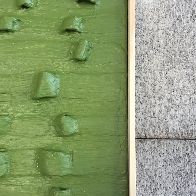 Green "Army Tents" Minimalist Plaster Painting For Sale - Image 4 of 11