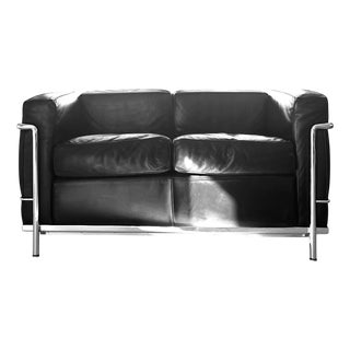 LC2 Two-Seater Sofa in Black Leather by Le Corbusier for Cassina, 2006 For Sale