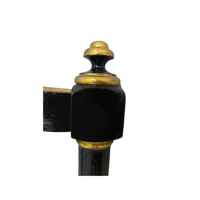 Pair of 1970s Ebony Lacquered Faux Bamboo Headboards With Gilded Gold Trim For Sale - Image 11 of 17