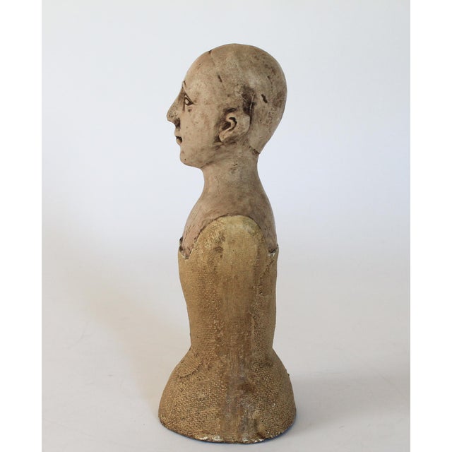 Vintage Off White Molded Female Bust For Sale - Image 4 of 12