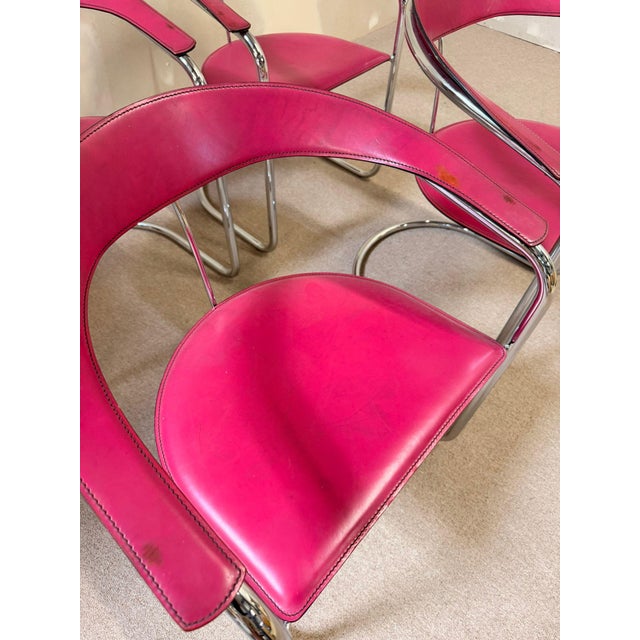 Canasta Cantilever Chairs in Pink, 1980s, Set of 4 For Sale - Image 14 of 16