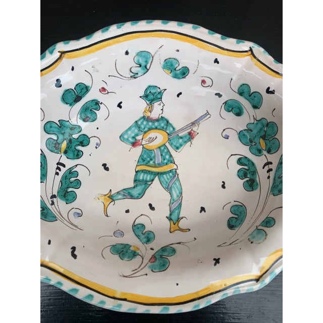 White Vintage Grazia Deruta Hand-Painted Faience Lute Player Catchall For Sale - Image 8 of 11