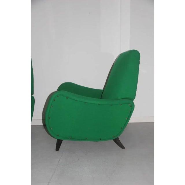 Set of Mid-Century Italian Green Armchairs, 1950s For Sale - Image 9 of 11