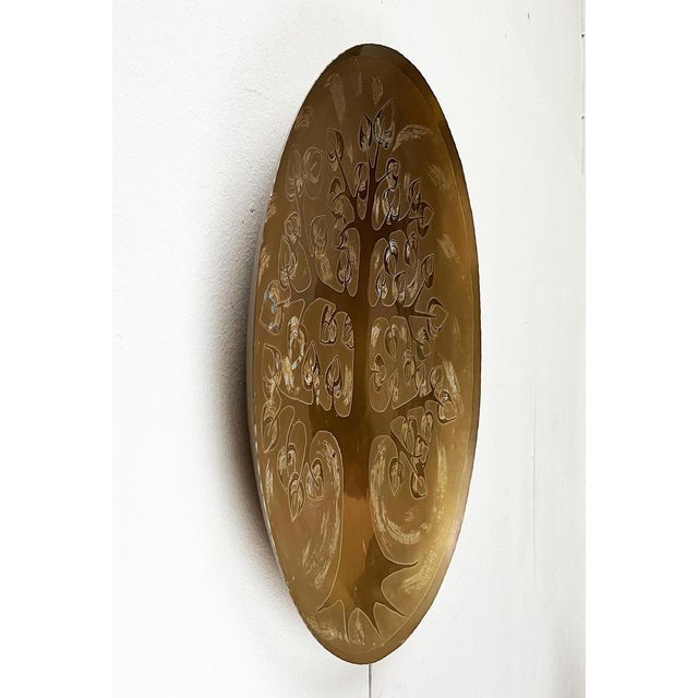 1970s Vintage German Brass Wall Plate with Tree Design from Harjes, 1970s For Sale - Image 5 of 18