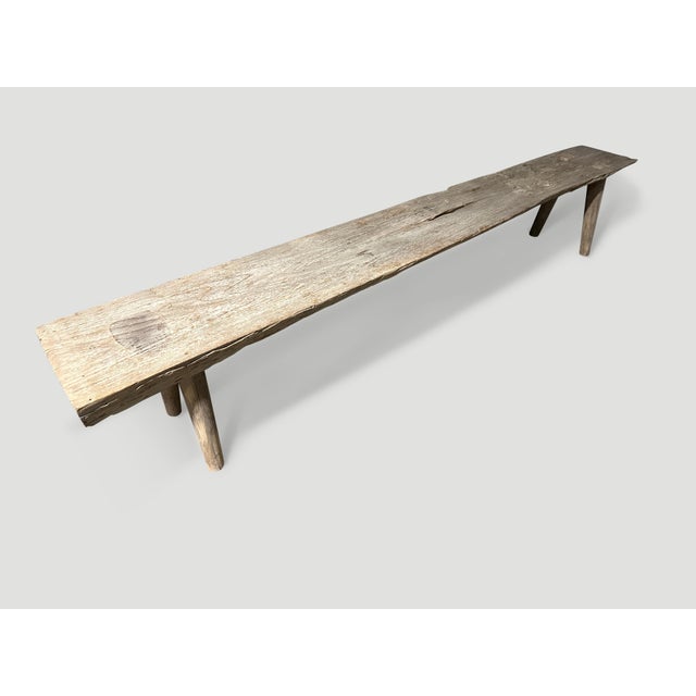 Andrianna Shamaris Impressive Long Teak Wood Bench For Sale - Image 4 of 6