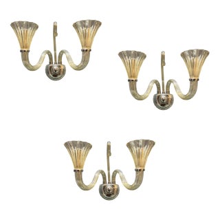 Murano Glass Sconces by Barovier, 1950s, Set of 3 For Sale