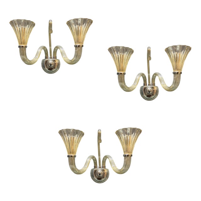 Murano Glass Sconces by Barovier, 1950s, Set of 3 For Sale