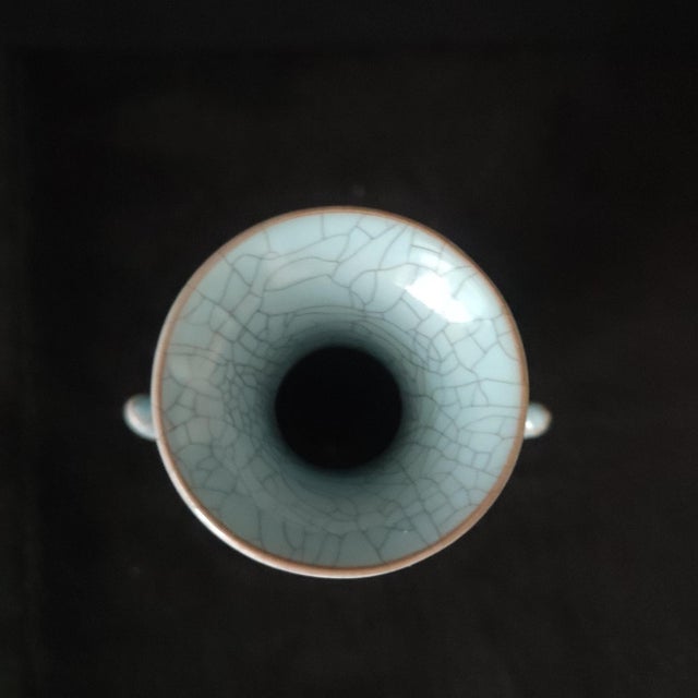 Art Deco Chinese Ceramic Vase, Gun Ware Celadon Glaze Porcelain Vase For Sale - Image 3 of 10