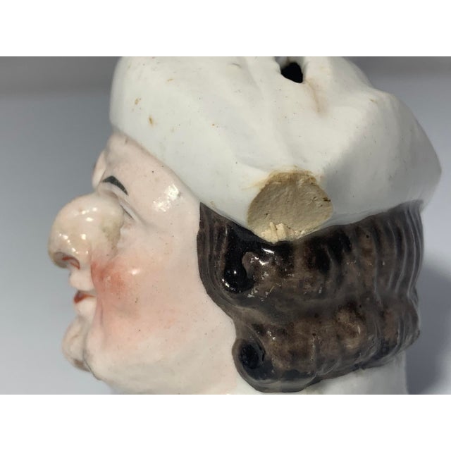 Ceramic Antique Staffordshire Head Penny Bank: 19th Century Porcelain Coin Bank For Sale - Image 7 of 10