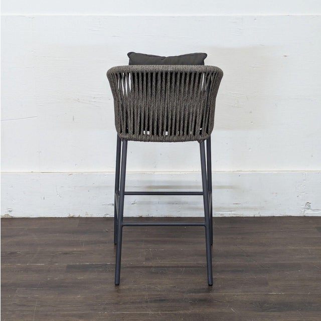2020s Four Hands Porto Charcoal and Bronze Performance Fabric Outdoor Bar Stool, Attributed For Sale - Image 5 of 6