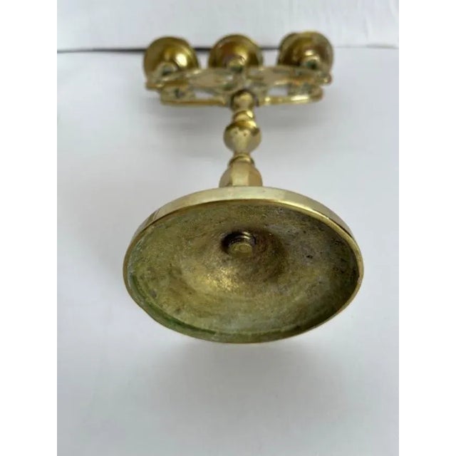 Early 21st Century Brass Three Light Candle Holders For Sale - Image 5 of 5