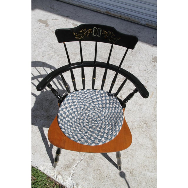 Early 20th Century Early 20th Century Nichols and Stone Black Lacquered Hand Painted Windsor Chair For Sale - Image 5 of 12