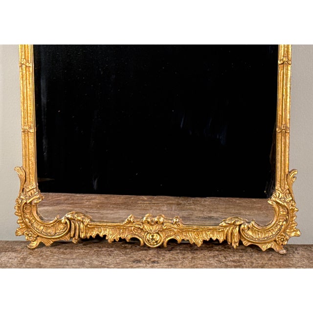 Early 20th Century Antique Chinese Chippendale Gold Gilt Wood Wall Mirror With Pagoda Crest For Sale - Image 5 of 10