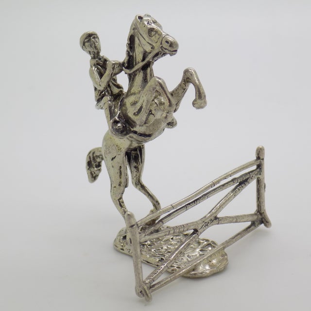 1970s Vintage Italian Handmade Genuine Silver Show Jump Horse Figurine, 1970s For Sale - Image 5 of 12