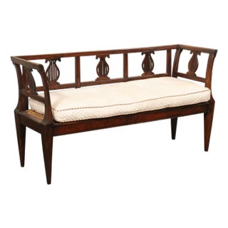 Italian 19th C. Lyre Splat Back Sofa Bench For Sale