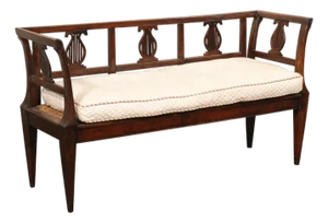 Italian 19th C. Lyre Splat Back Sofa Bench