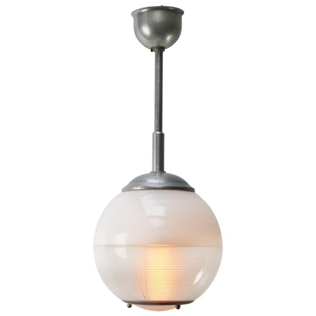 Mid-Century Modern Vintage French Glass Pendant by Holophane, 1950s For Sale - Image 3 of 9