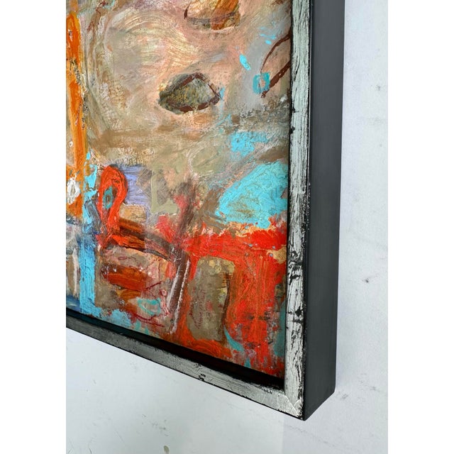Wood Small Modern Abstract Painting in Venetian Palette For Sale - Image 7 of 12