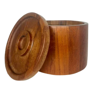 Danish Modern Round Teak Ice Bucket | by Dansk