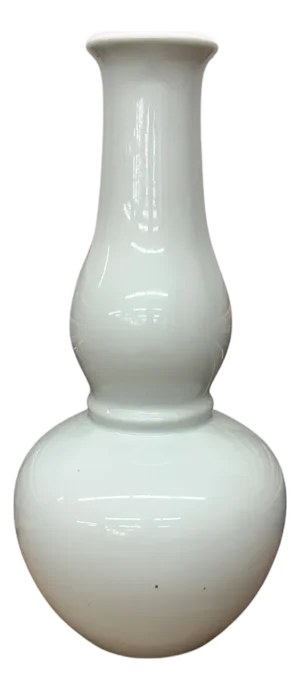 White Glazed Ceramic Vase with Bold Long-Necked Silhouette