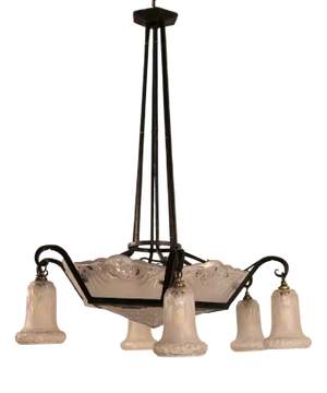 Art Deco Wrought Iron Lamp by Lorrain Nancy for Daum, France, 1930s