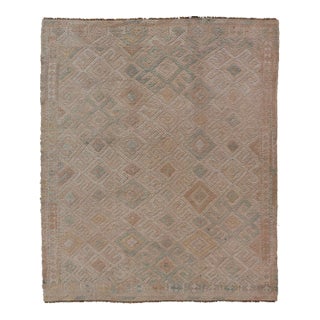 Mid 20th Century Vintage Turkish Embroidered Kilim With All-Over Geometric Diamond Design For Sale