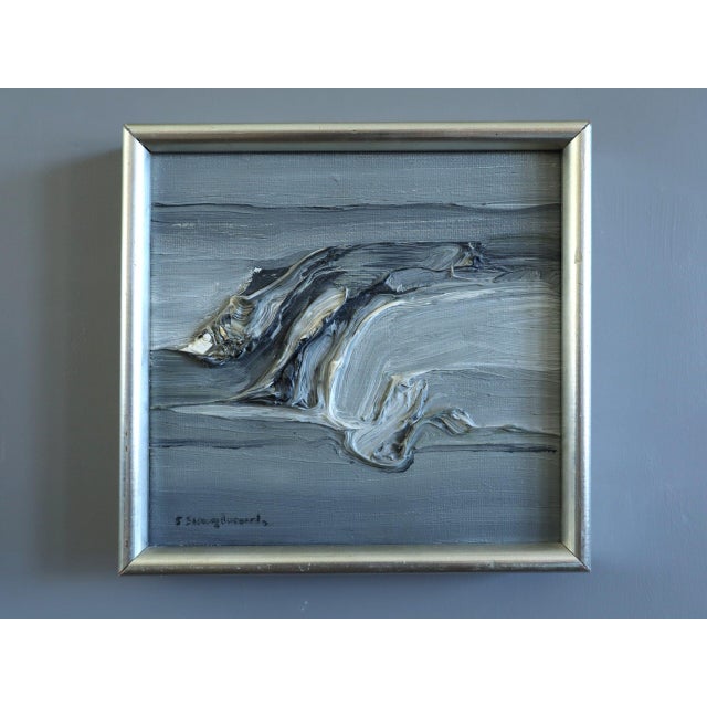 20th Century Modern 'Tidal Forms: A Study in Motion' Set of 3 Mini Abstract Oil Paintings, Framed For Sale - Image 4 of 12