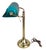 1970s Mid-Century Modern Art Deco Brass and Teal Glass Banker's Desk Lamp For Sale - Image 4 of 18