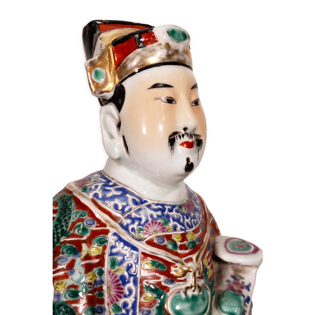 Rose Antique Chinese Famille Rose Porcelain Immortal Figurine Sculpture 19th Century For Sale - Image 8 of 9