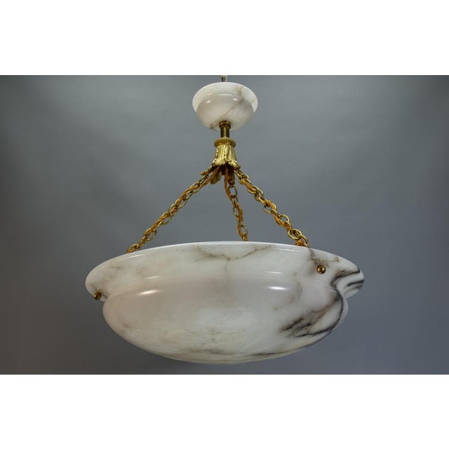 French Art Deco Black Veined Alabaster and Bronze Pendant Light, 1920s For Sale - Image 18 of 18