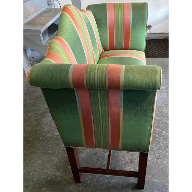 1990s Vintage Southwood Camel Back Loveseat Sofa Settee For Sale - Image 5 of 12