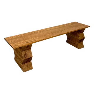 Made “Zigzag” Bench - Light Finish For Sale