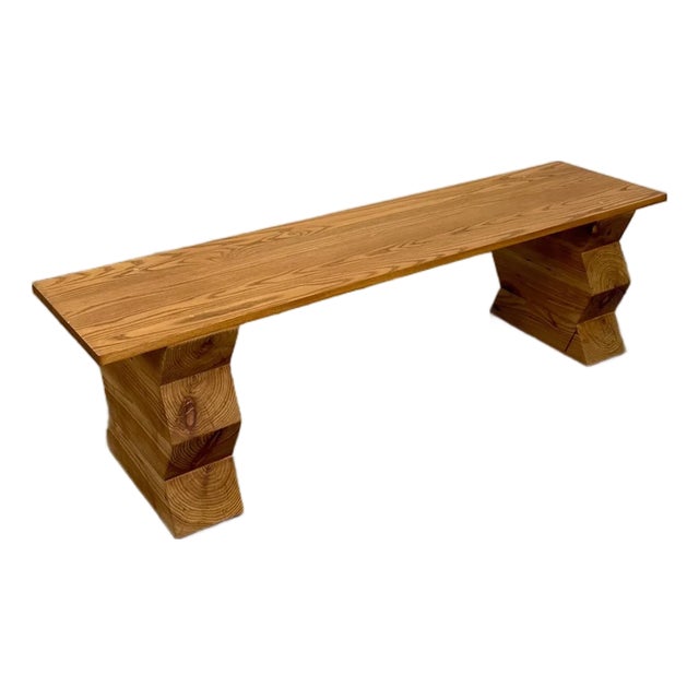 Made “Zigzag” Bench - Light Finish For Sale