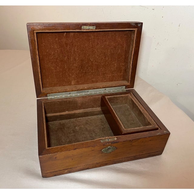 Antique 19th Century Handmade Inlaid Marquetry Painted Wood Wooden Jewelry Box For Sale - Image 12 of 16