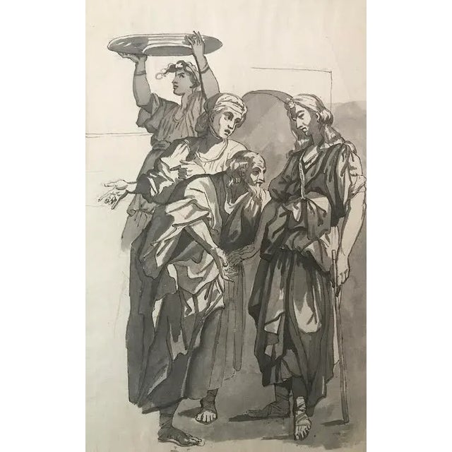 Figurative Antique Old Master Ink and Wash Drawing Figures 17th Century For Sale - Image 3 of 7