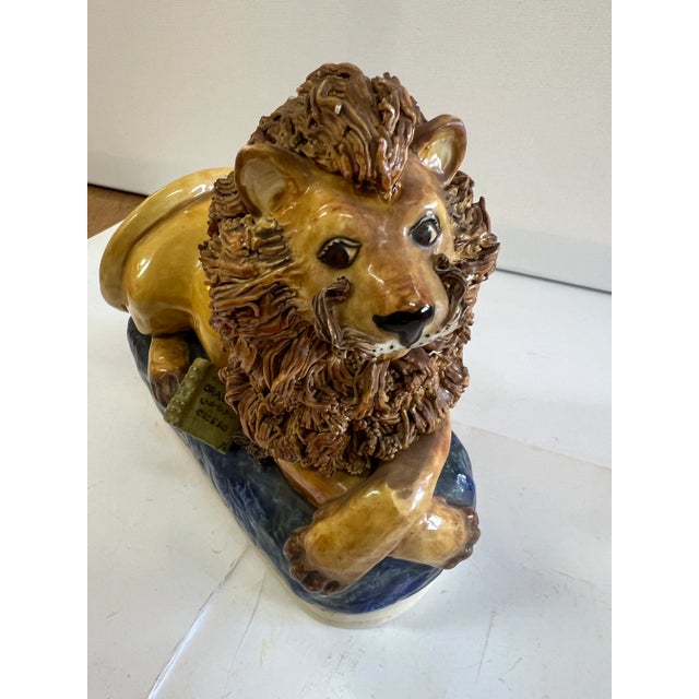 The Literary Lion by B. McLaughlin 1950 Touchstone Ceramic Sculpture Figurine For Sale - Image 10 of 12