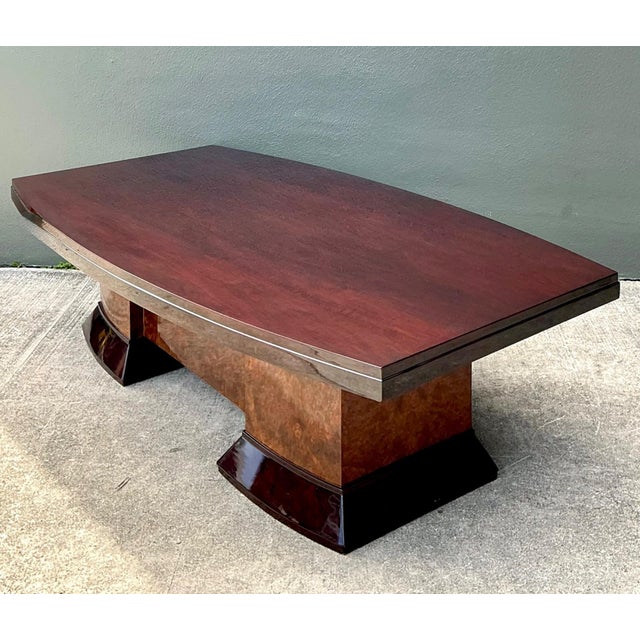 Brown Vintage Custom Deco Double Tone Burl Coffee Table For Sale - Image 8 of 18