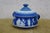 Vintage Wedgwood Blue Jasperware Candlesticks Creamer Sugar Teapot Bowl Compote - Set of 6 For Sale - Image 14 of 16